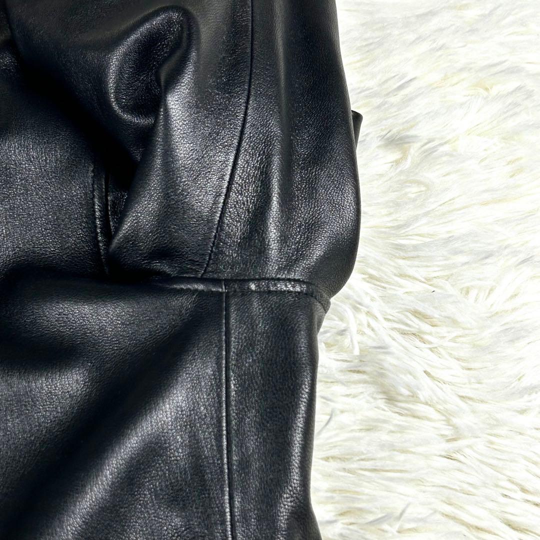 極美品 ビームスハート ダブルジップ シングルライダースジャケット 羊革 黒 秋