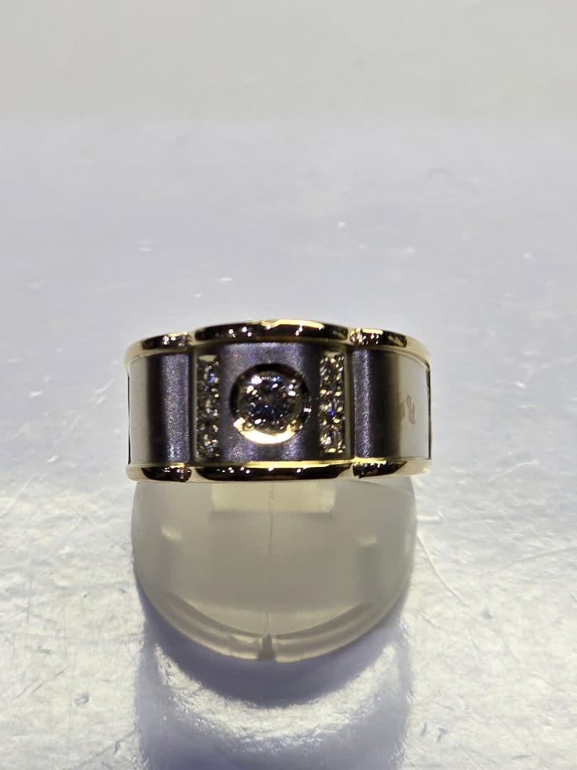 森稀少品 ダイヤ0.20/0.12 K18 7.8g 16号 リング