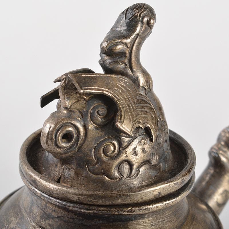 中国　白銅　饕餮文　神獣摘　水注　水滴　V　R7117