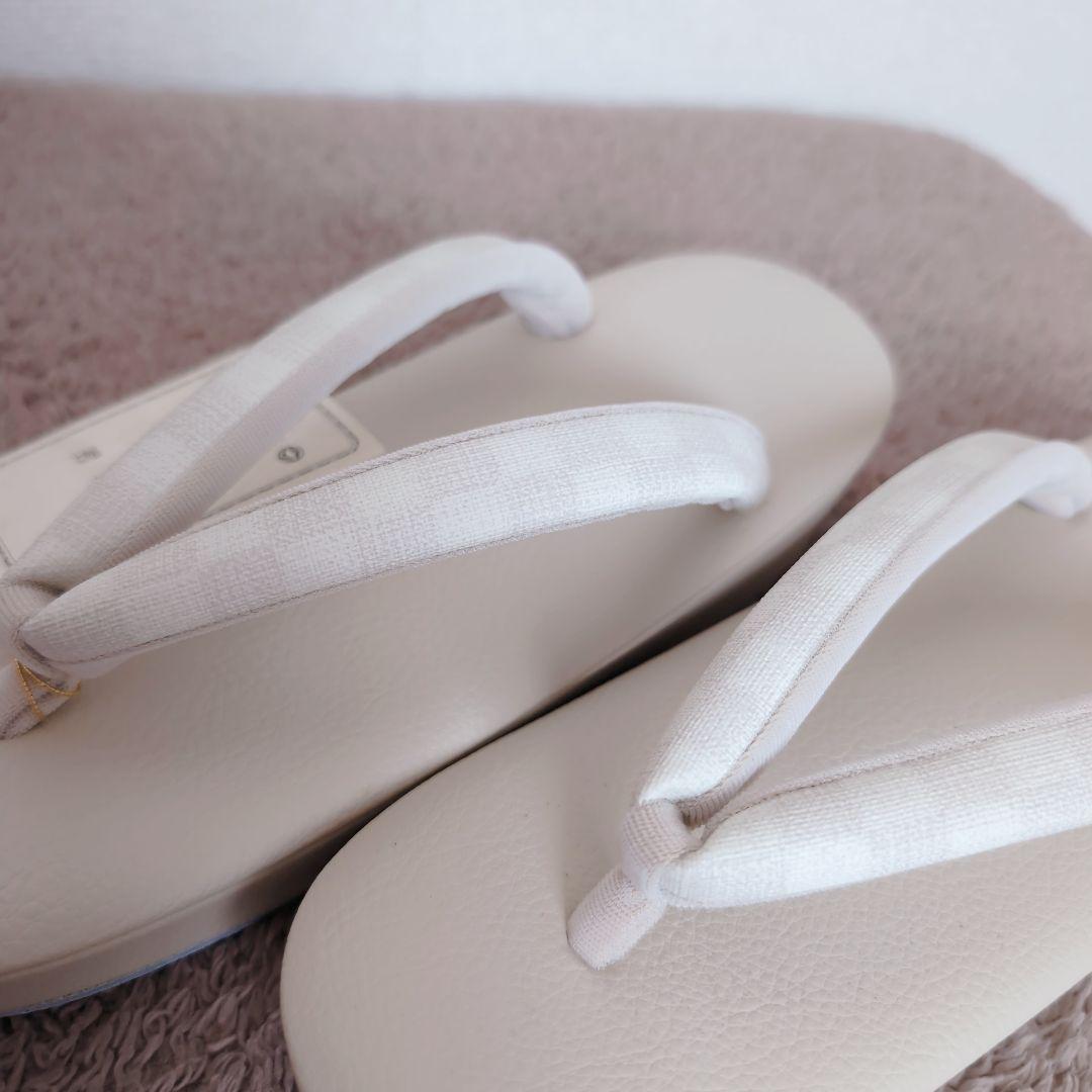 未使用✨岩佐　和装　バッグ　草履　市松模様　白