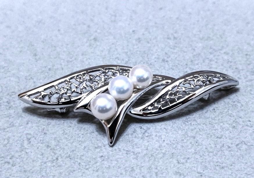 TASAKI 田崎真珠　パール×SILVER　ブローチ　40190