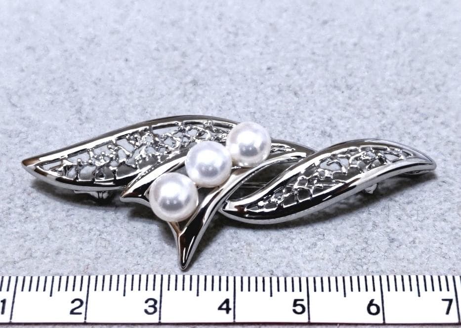TASAKI 田崎真珠　パール×SILVER　ブローチ　40190