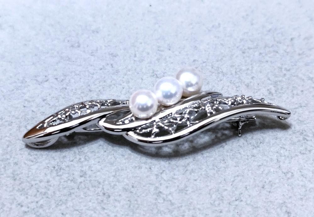 TASAKI 田崎真珠　パール×SILVER　ブローチ　40190