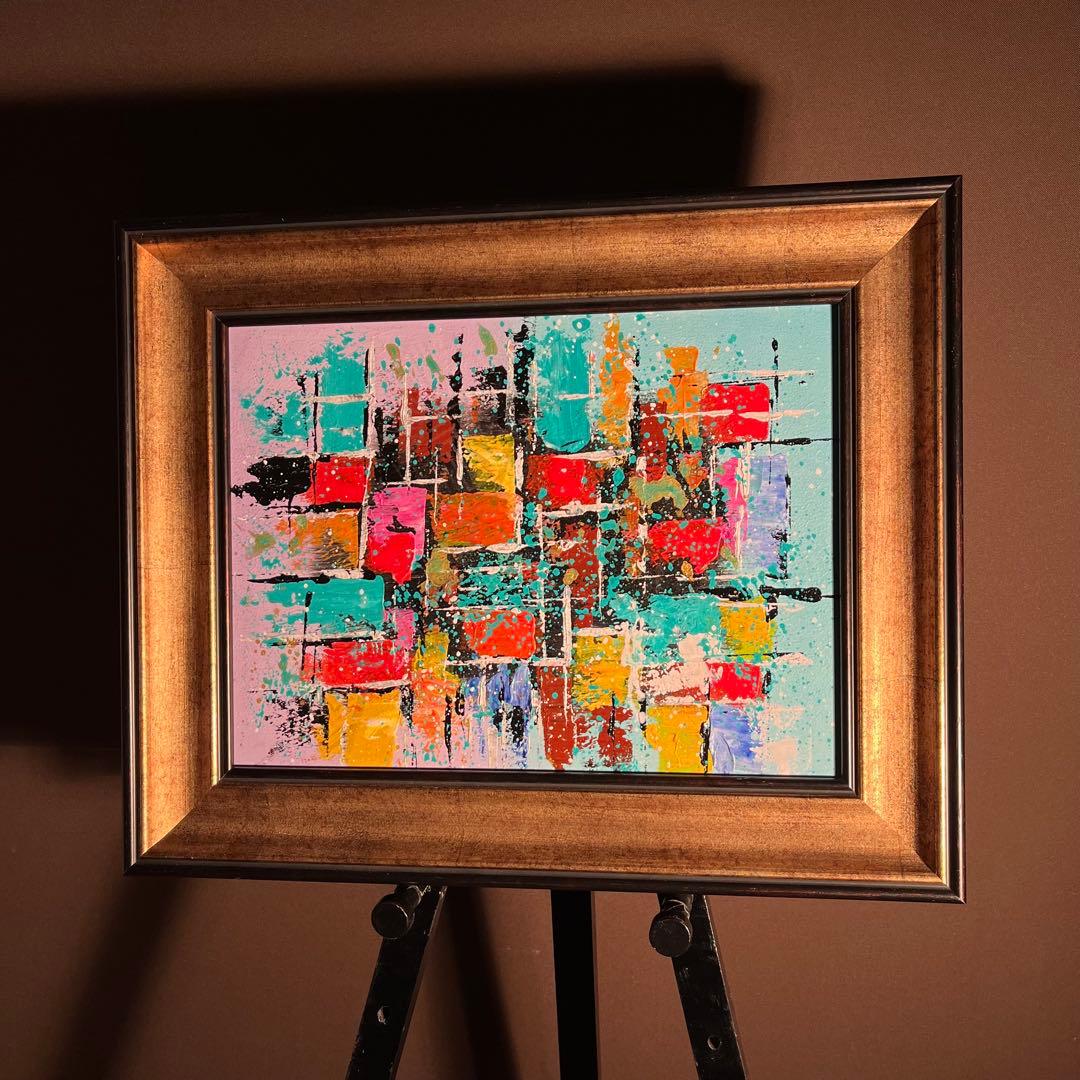 手書き油絵 抽象画 ウォールアート 額付 絵画 インテリア 油彩画