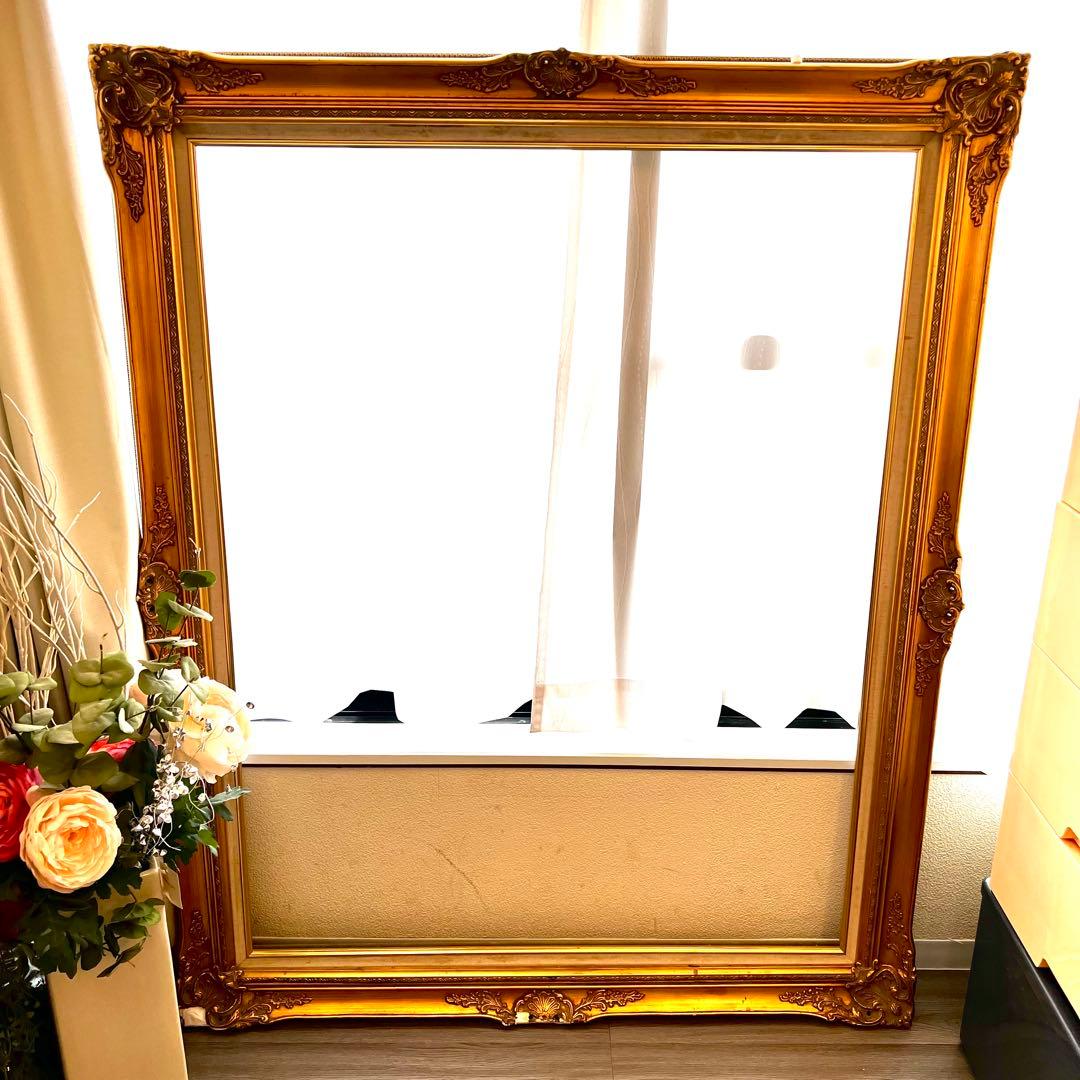 【希少】1m超え！賃貸OK巨大ゴールドフレーム 額縁 アンティーク仕上げ
