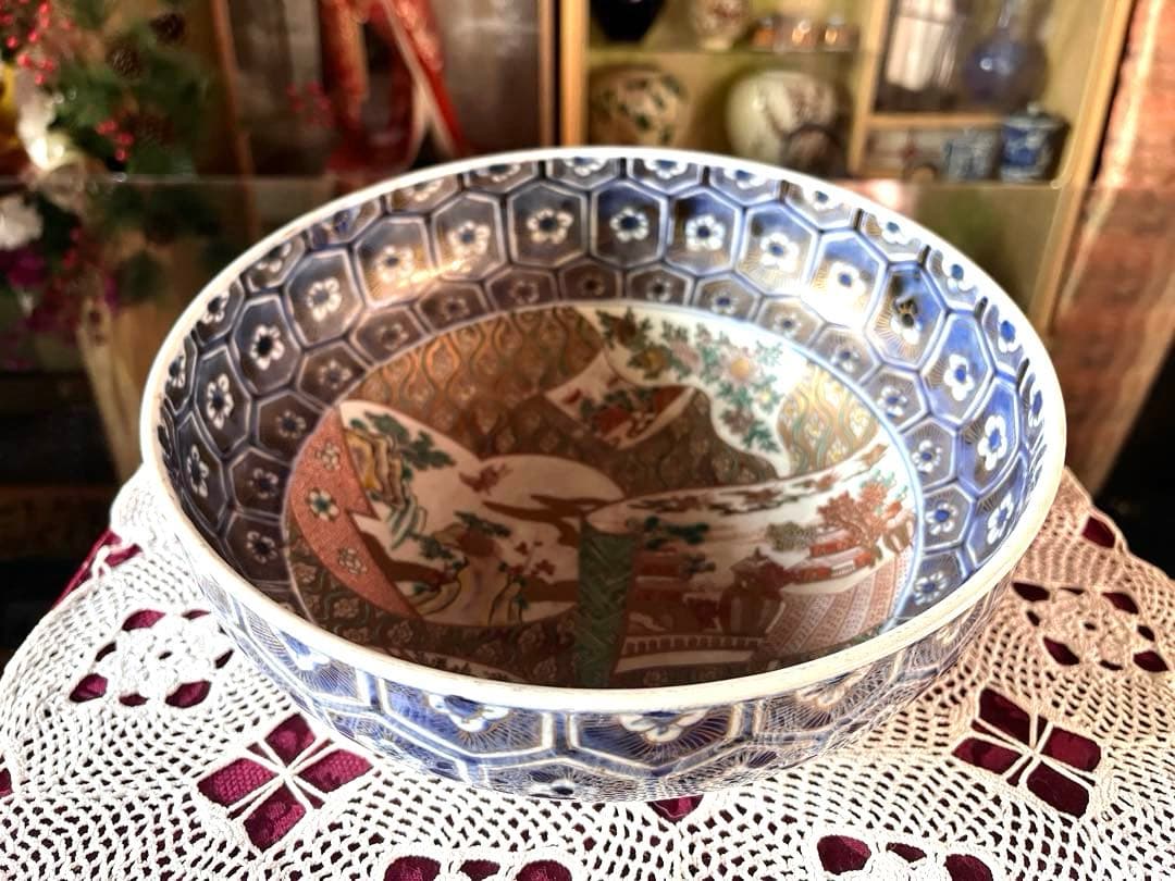 古伊万里 江戸中期 二重高台 骨董品 時代物 色絵