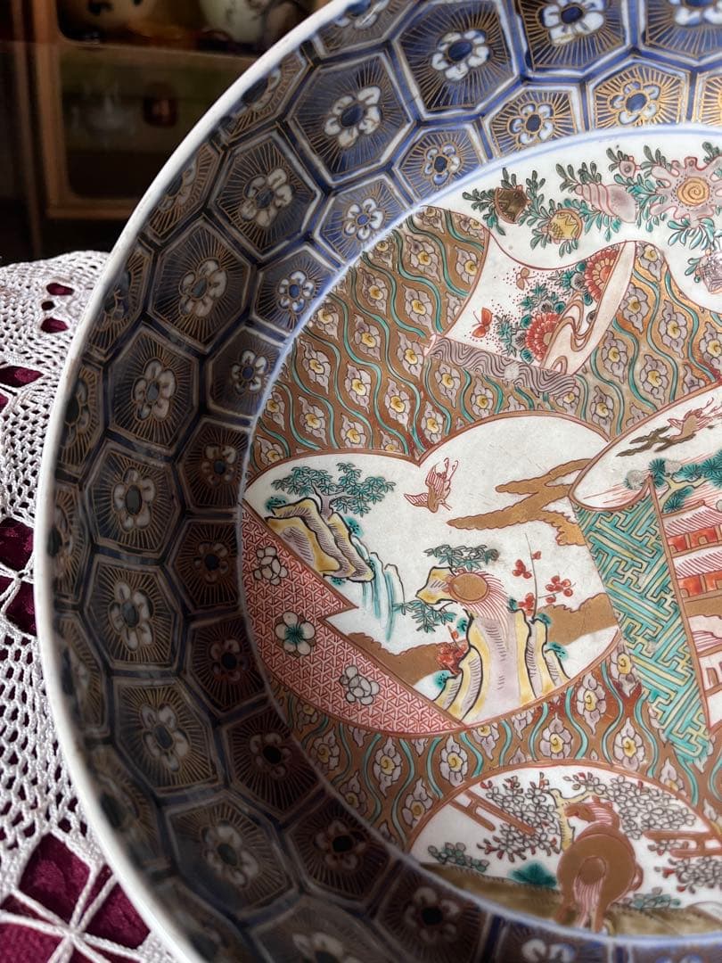 古伊万里 江戸中期 二重高台 骨董品 時代物 色絵