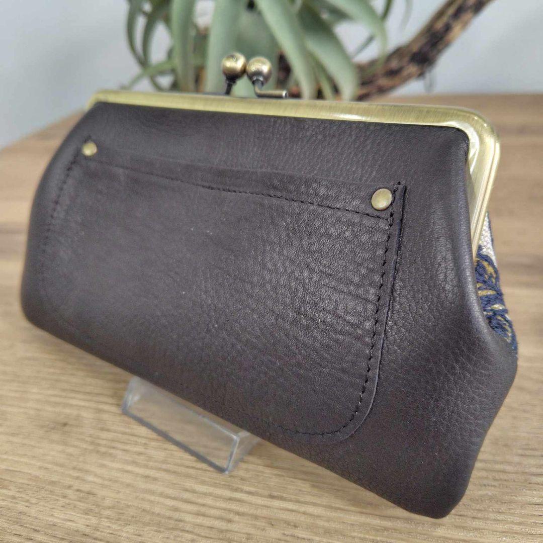 ま*る様 【ラスト1点】ミナペルホネン/Rosyロージィベージュ牛革黒/がま口牛