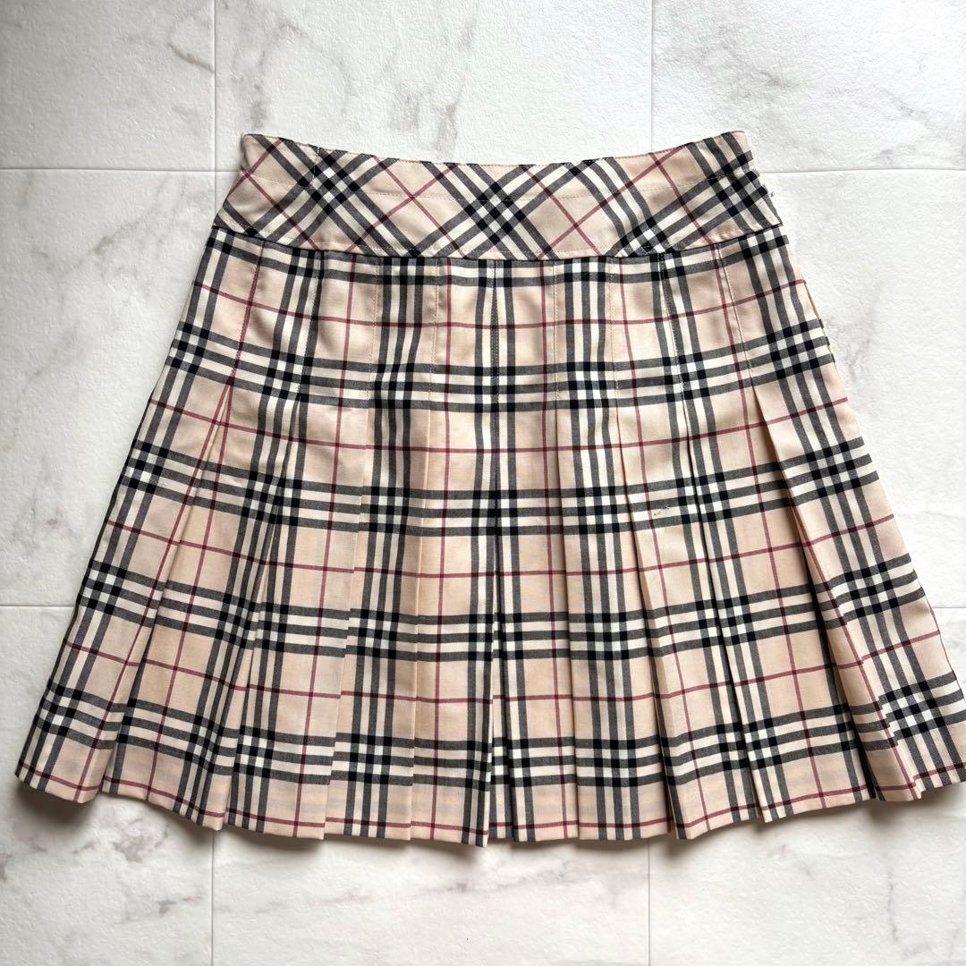 バーバリーロンドン ラップ風 プリーツスカート ベージュ ノバチェック