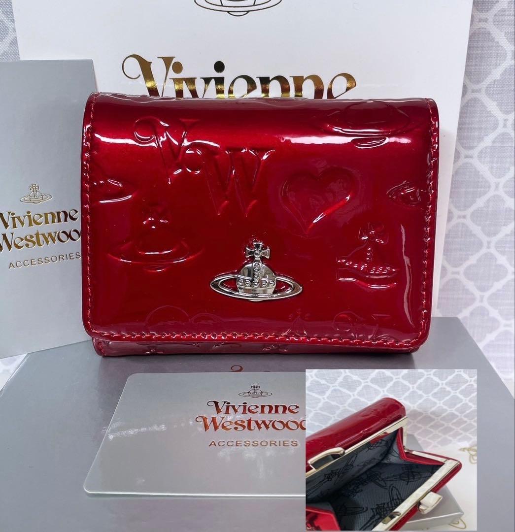 【内側に素敵な柄つき‎✨️】Vivienne Westwood 3折財布 エナメル