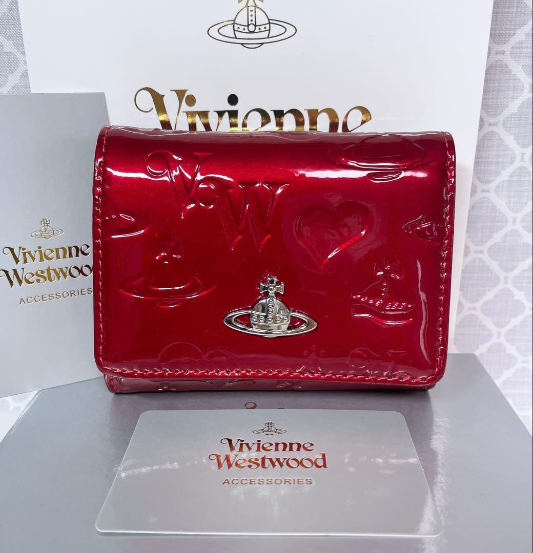 【内側に素敵な柄つき‎✨️】Vivienne Westwood 3折財布 エナメル