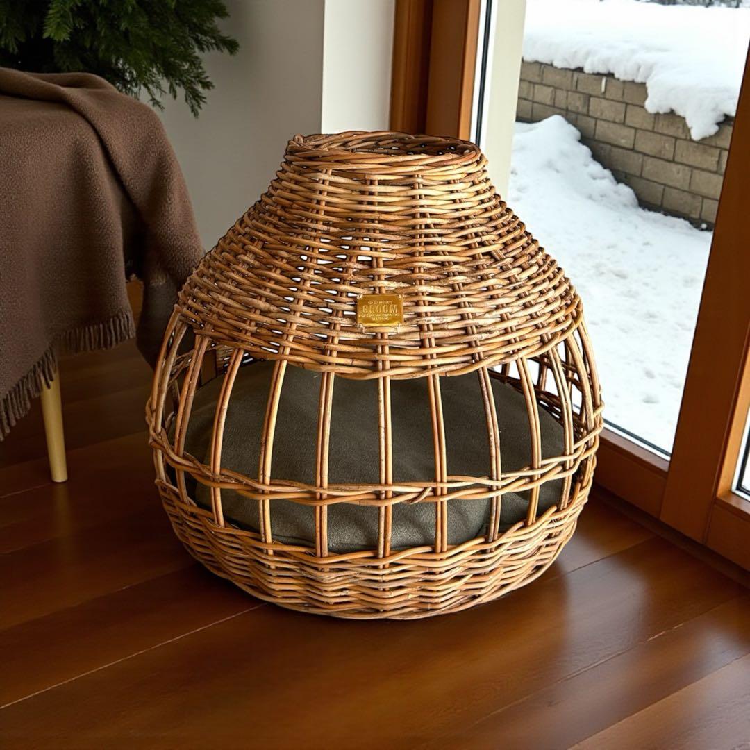 天然皮付き籐アラログ　猫ちぐら　テコハウス　キャットハウス　ペットハウス