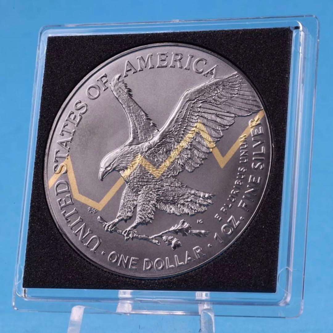 世界500枚限定 イーグル 銀貨 カラー + アンティーク仕上げ ブル 1オンス