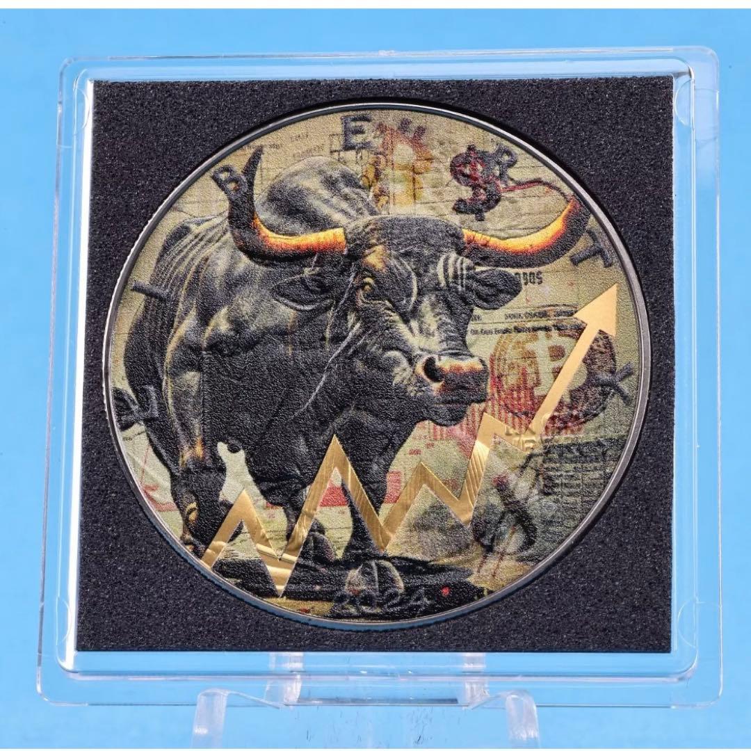 世界500枚限定 イーグル 銀貨 カラー + アンティーク仕上げ ブル 1オンス