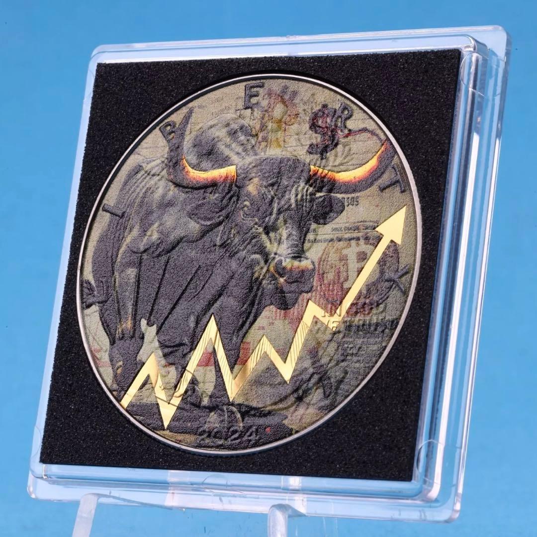 世界500枚限定 イーグル 銀貨 カラー + アンティーク仕上げ ブル 1オンス