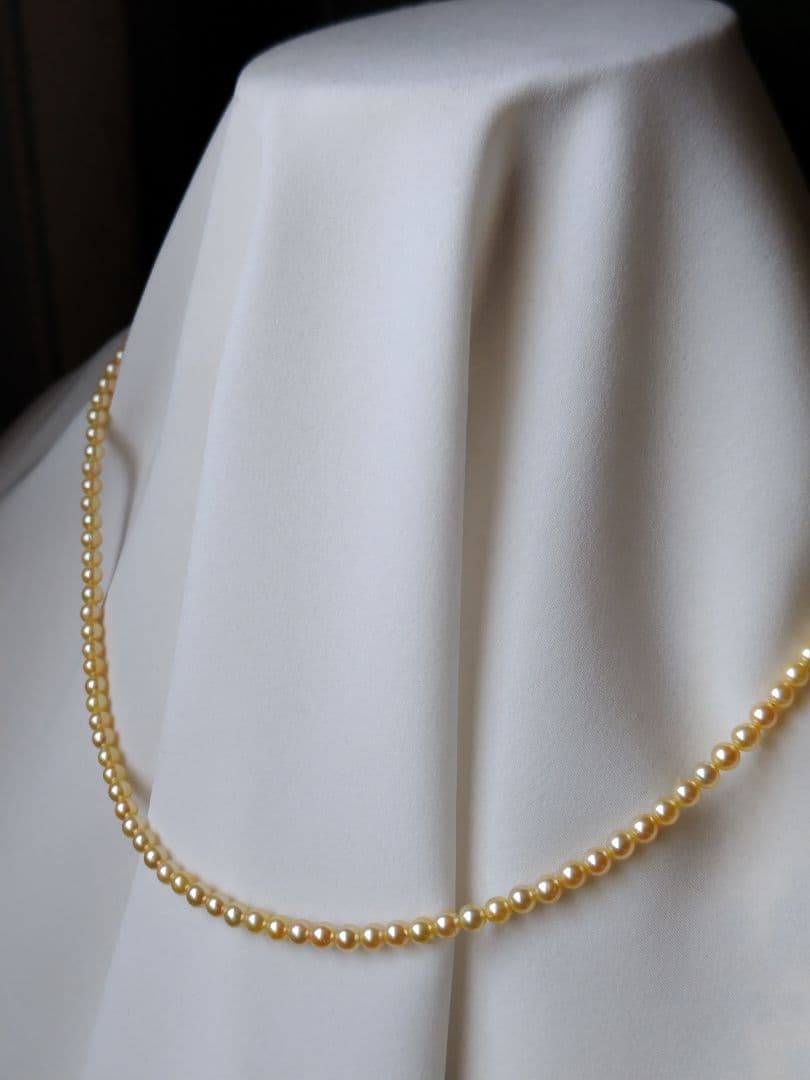 K18 アコヤ真珠ベビーパールネックレス　シャンパンカラー〜ゴールド