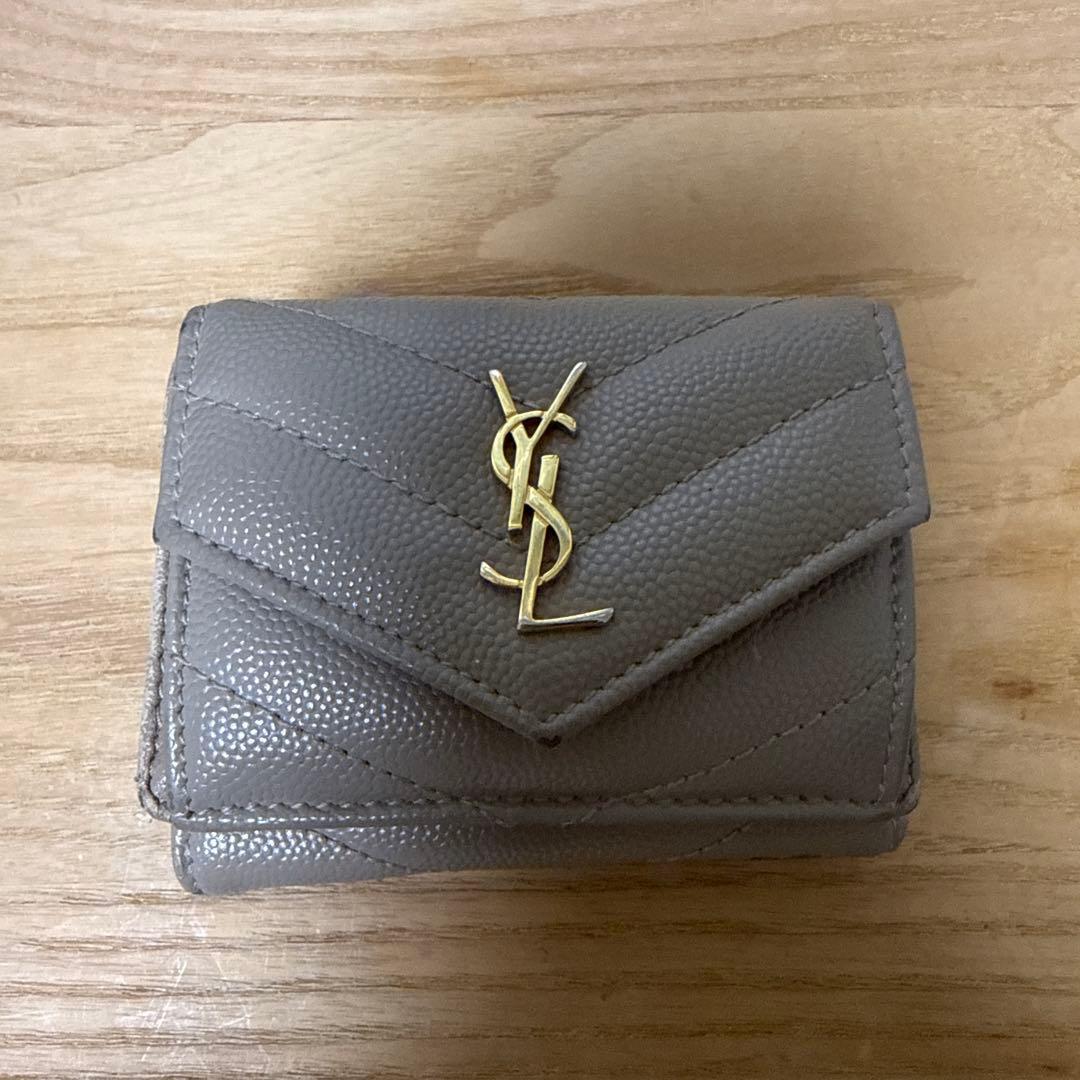 SAINT LAURENT 三つ折り財布 ベージュ