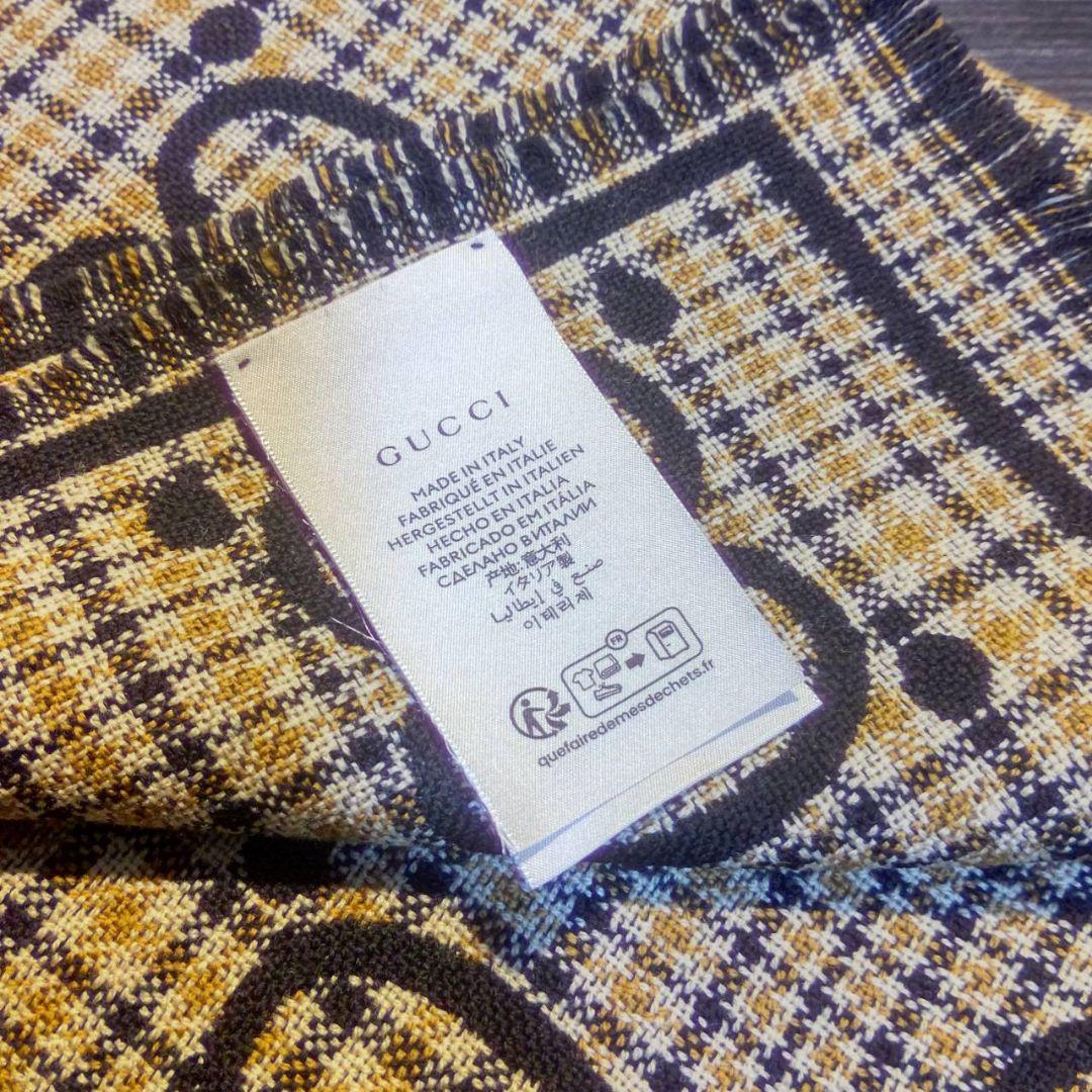 ❤新品箱袋付き❤最高級ウール❤GUCCI ジャカード マフラー❤黒&ブラウン❤