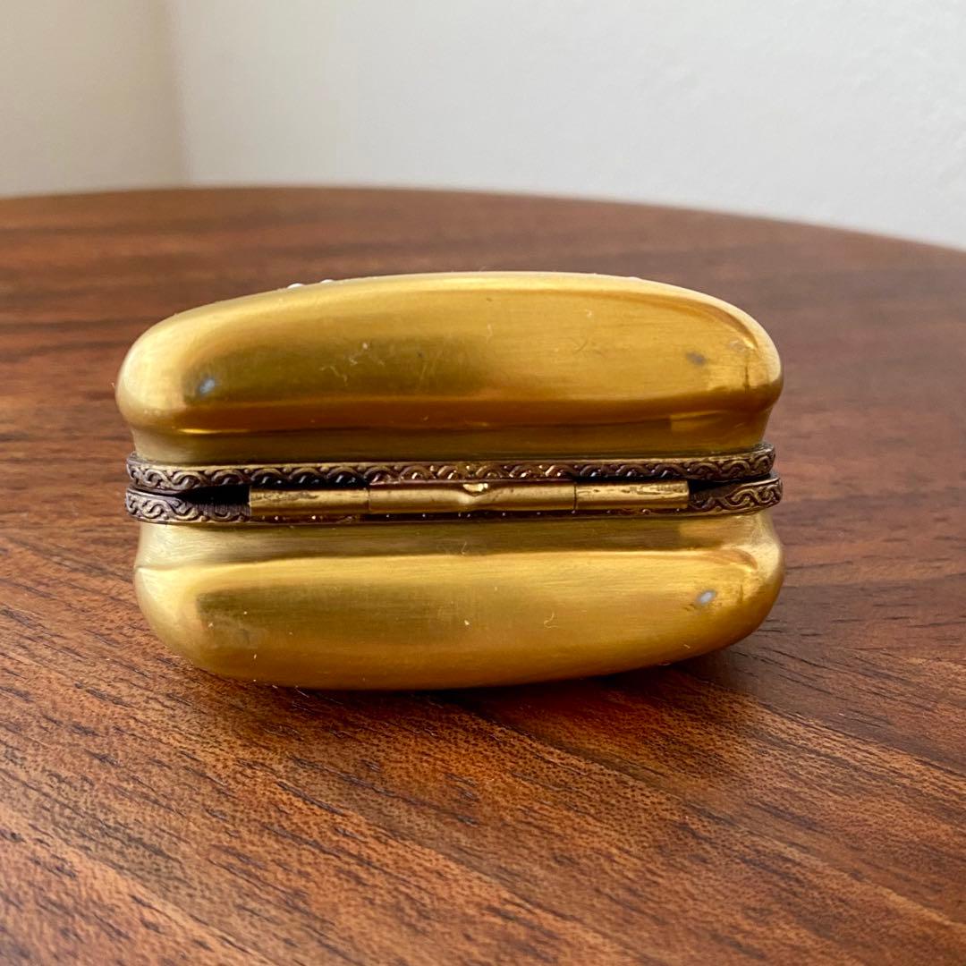 フランス製 ヴィンテージ リモージュボックス バッグ 蝶 てんとう虫 手描 金彩