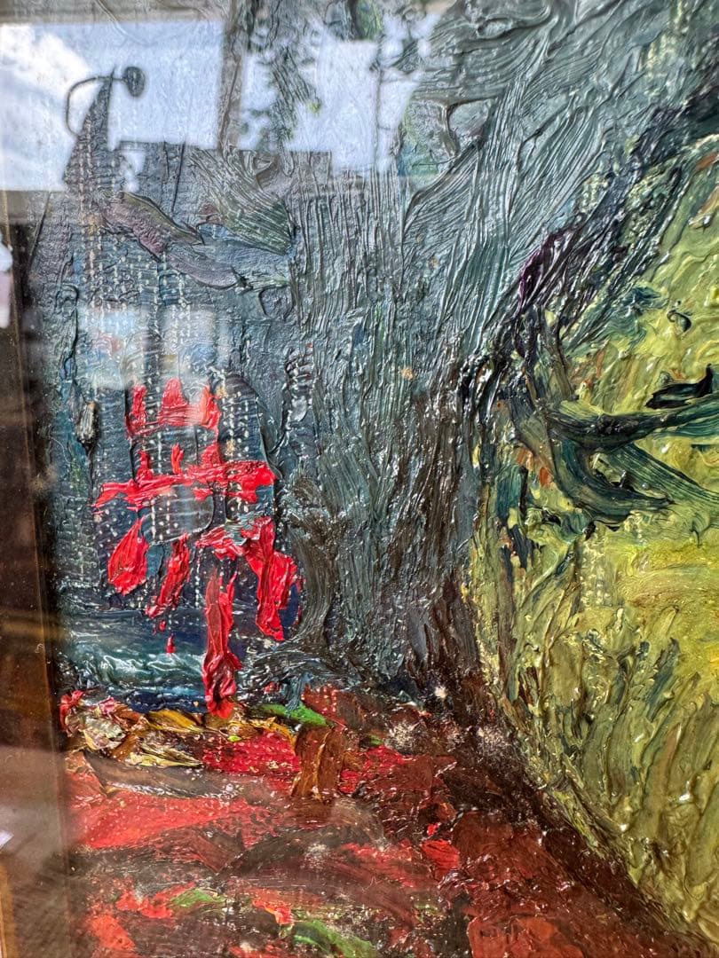 s*a様 花瓶のバラ 油彩画 金色フレーム付き