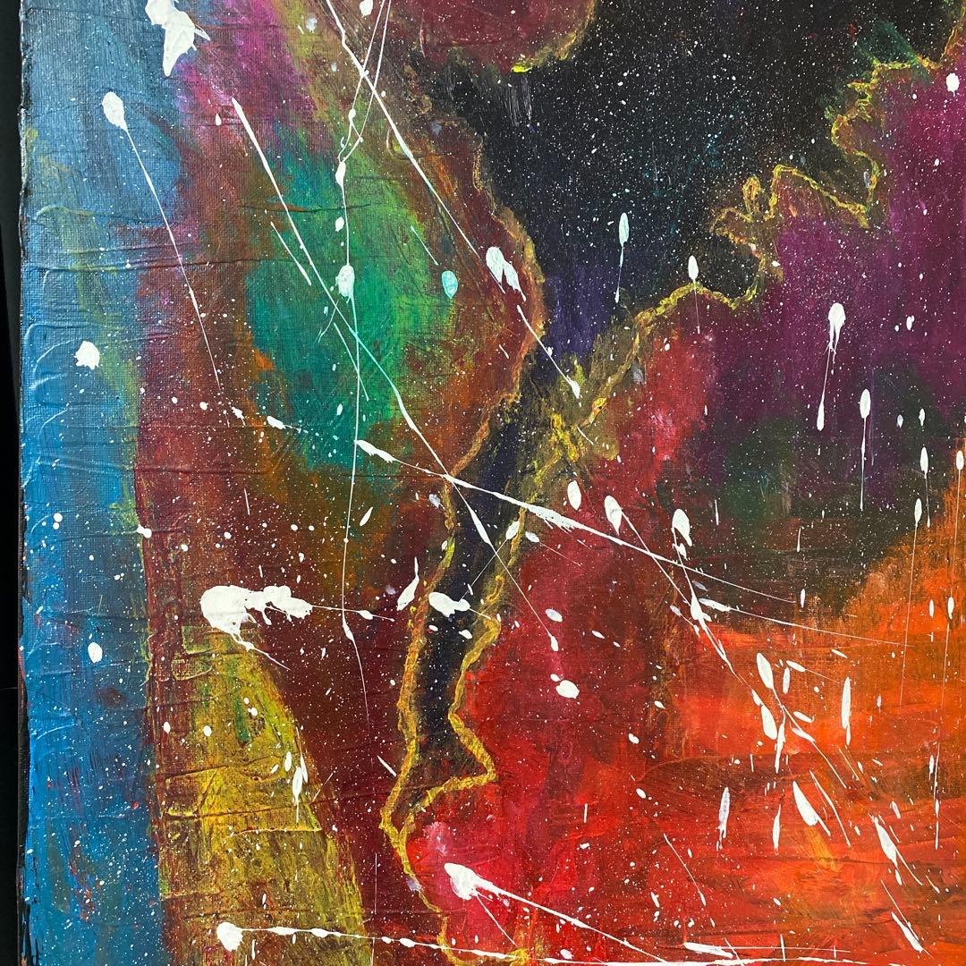 宇宙的なテーマのアクリル抽象画