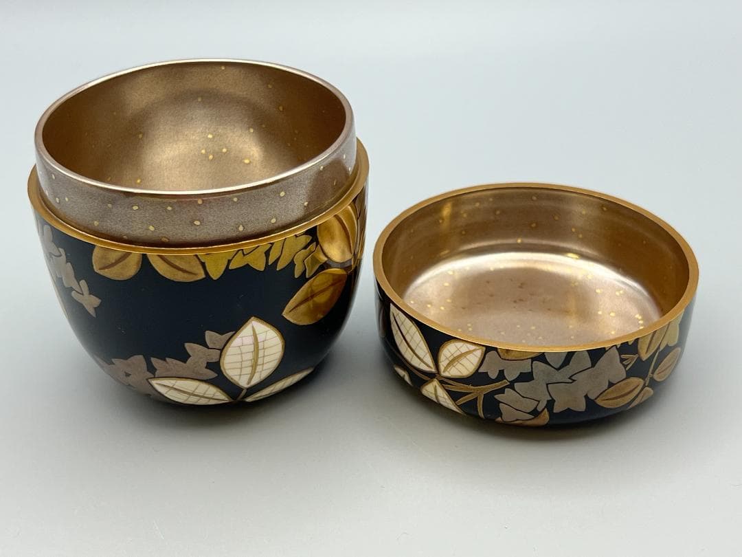 大棗　月に萩　内銀地平目　英文作　共布　共箱付き　作家物　茶道具　未使用