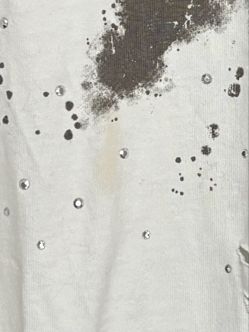 【GRANCY】 ラインストーングラフィックデザインロンT ホワイト S