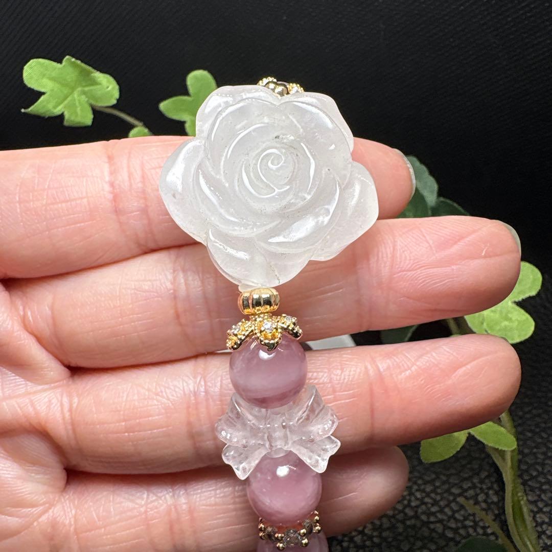 ＊やっちゃん様お取置き＊ミルキークォーツ　薔薇　マダガスカル産パープルローズ