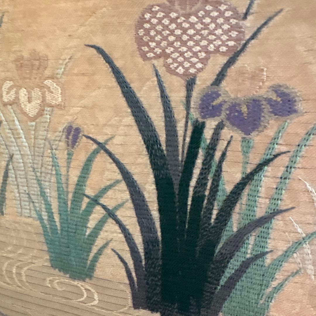 刺繍　屏風間仕切り　パーテーション　菖蒲（あやめ）八つ橋（やつはし）　つばめ