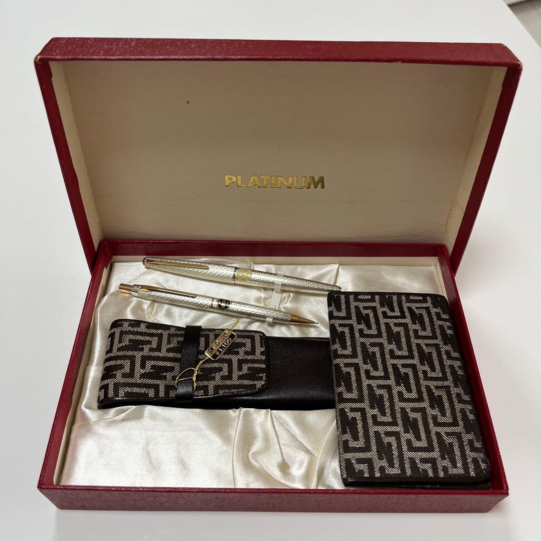 新品 レトロ PLATINUM プラチナ 万年筆 14kWG シャーペン