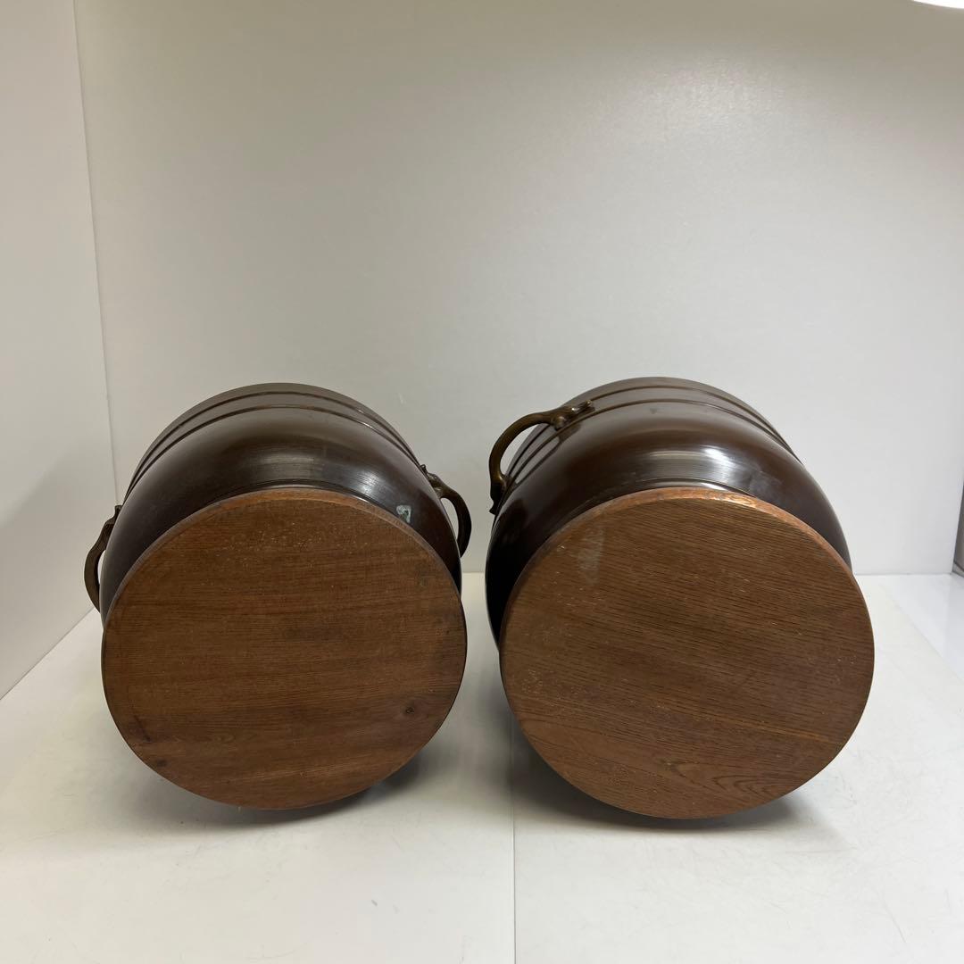 金谷五郎三郎　宣徳銅　火鉢一対　共箱　7504g 東Y8-0108①トヒチサ