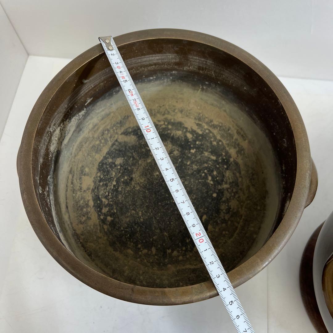 金谷五郎三郎　宣徳銅　火鉢一対　共箱　7504g 東Y8-0108①トヒチサ