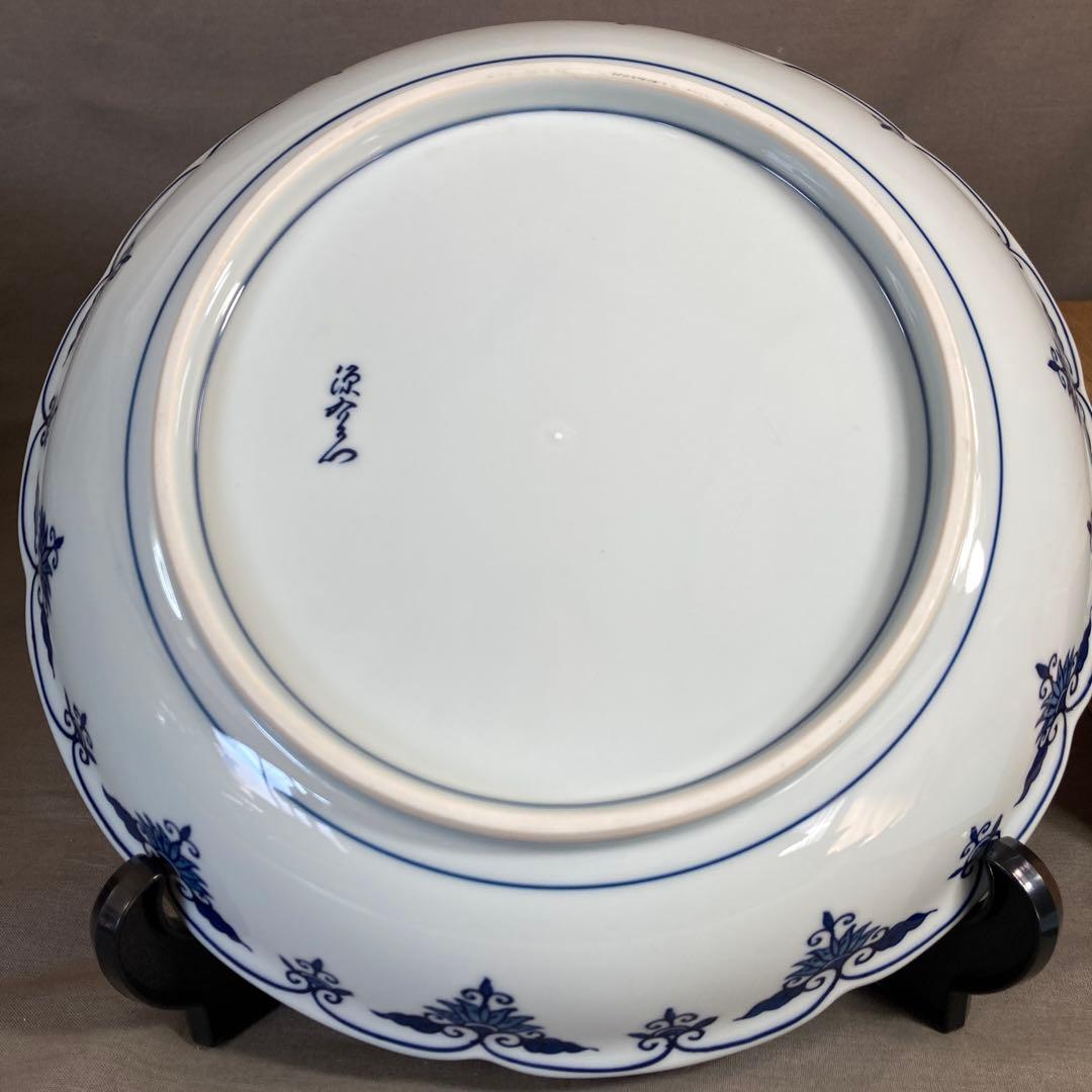 【源右衛門】古伊万里の伝統　日本の名窯　舘林源右衛門作　祥瑞手梅鳥文　大深皿