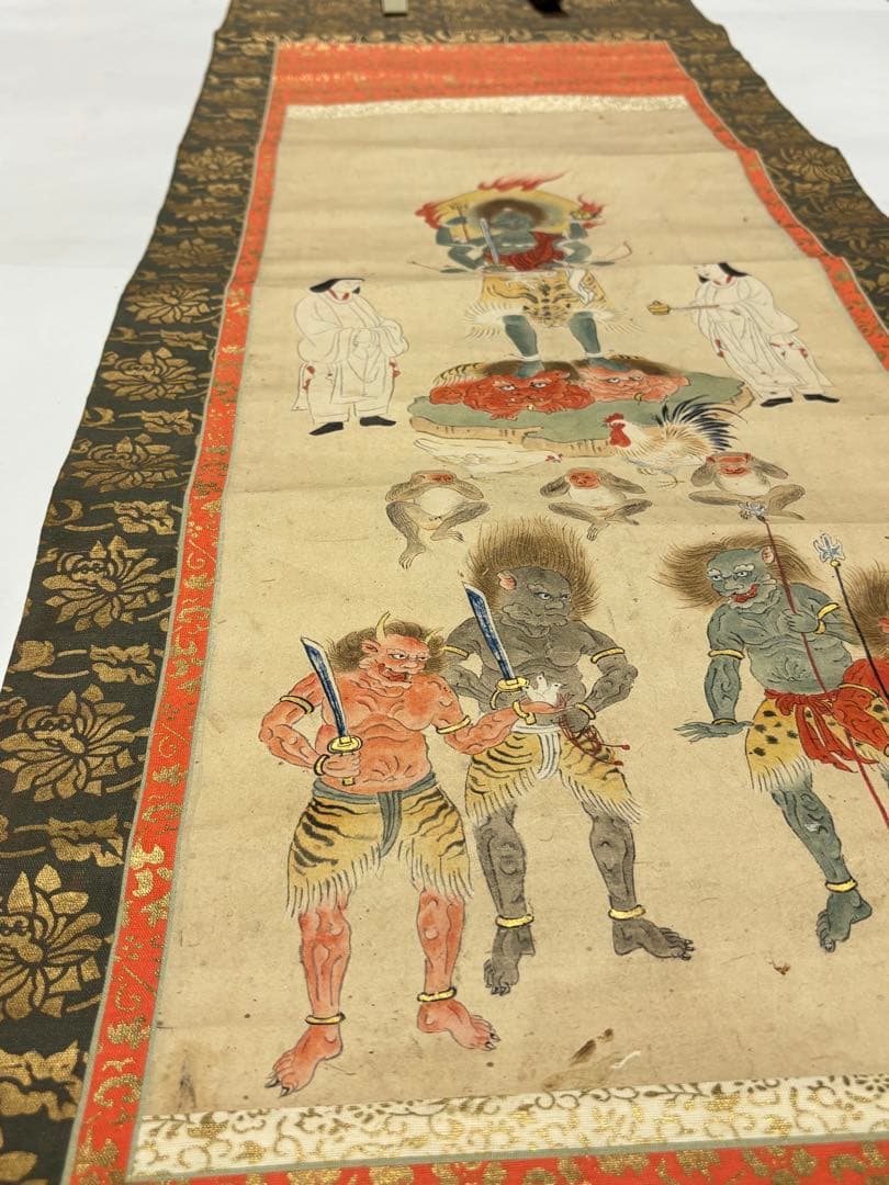 「江戸時代筆 彩色画 青面金剛図」1幅|庚申 真言宗 仏画 仏教美術 掛軸