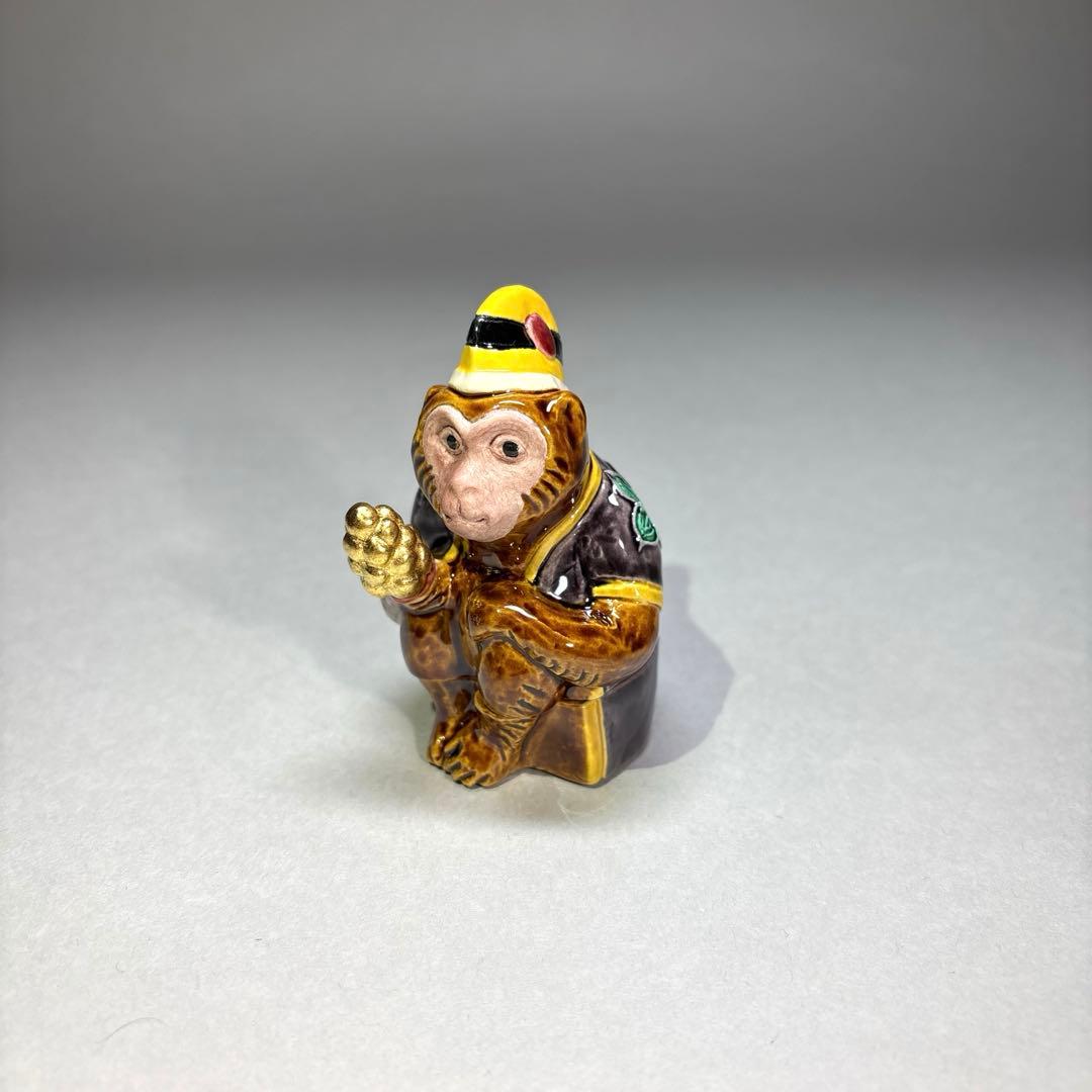 (新品)中村翠嵐　交趾焼香合 申(三番叟) (共箱)