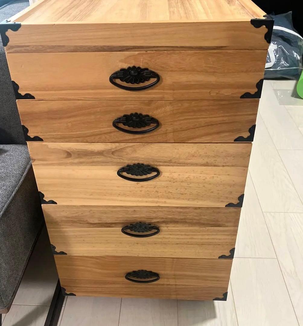 桐 衣装ケース 幅95cm 5段 日本製 隅金具 キャスター付　着物　収納