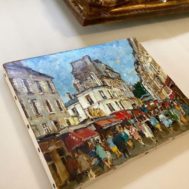 【嶋津俊則/モンマルトルの坂道】油絵 額縁付き サインあり(F3)