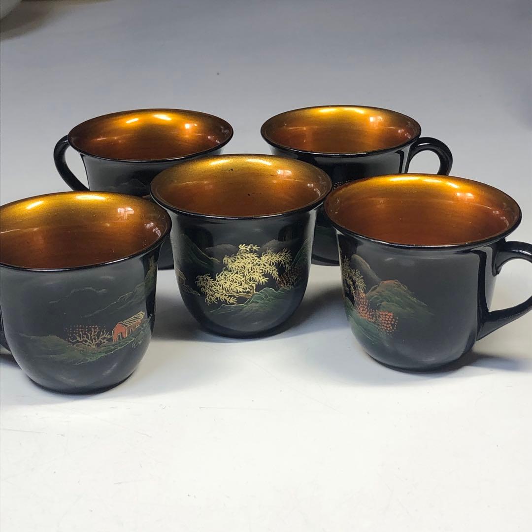 漆器　茶器セット　カップ＆ソーサー　ティーポット