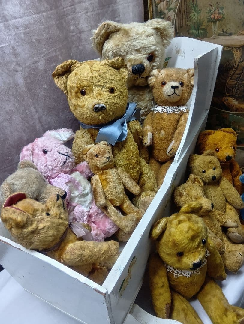 ♥Steiff シュタイフ　ヴィンテージベア　レッド・ブルー2体Set♥