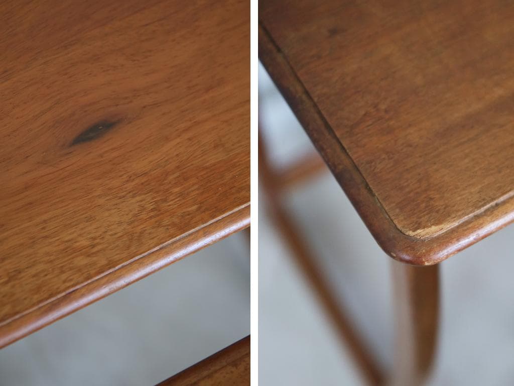 英国アンティーク木製ネストテーブル3台/収納式机/飾り棚/花台(89-199)