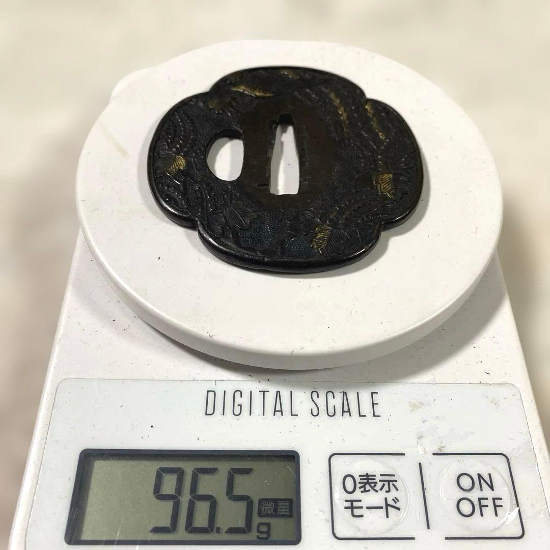 B-48 鍔　金象嵌　銅製　武具　刀装具　日本刀　骨董品　時代物　美術品　工芸品