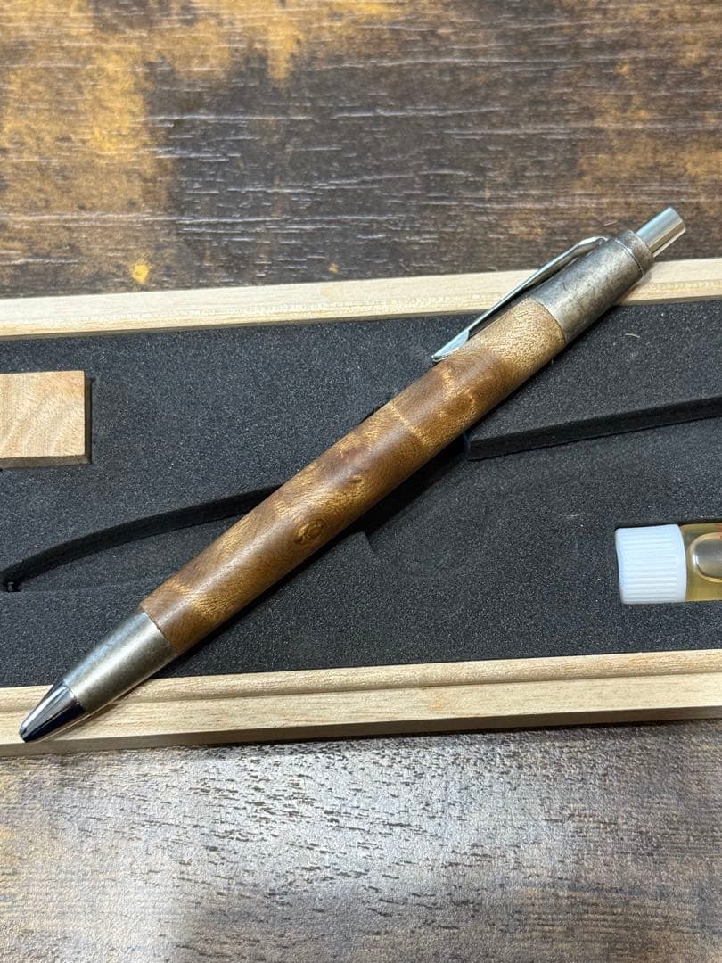 野原工芸　マーブルウッド・斑紋純銀色金具　MP おまけ付き