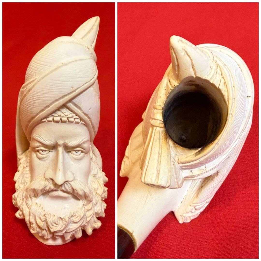 メシャムパイプ ★☆ 海泡石 彫刻 人面 トルコパイプ トルコ 喫煙具 人面彫刻