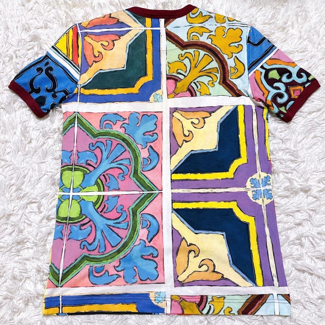 【極美品】ドルチェ&ガッバーナ タイルプリントTシャツ 48 イタリア製