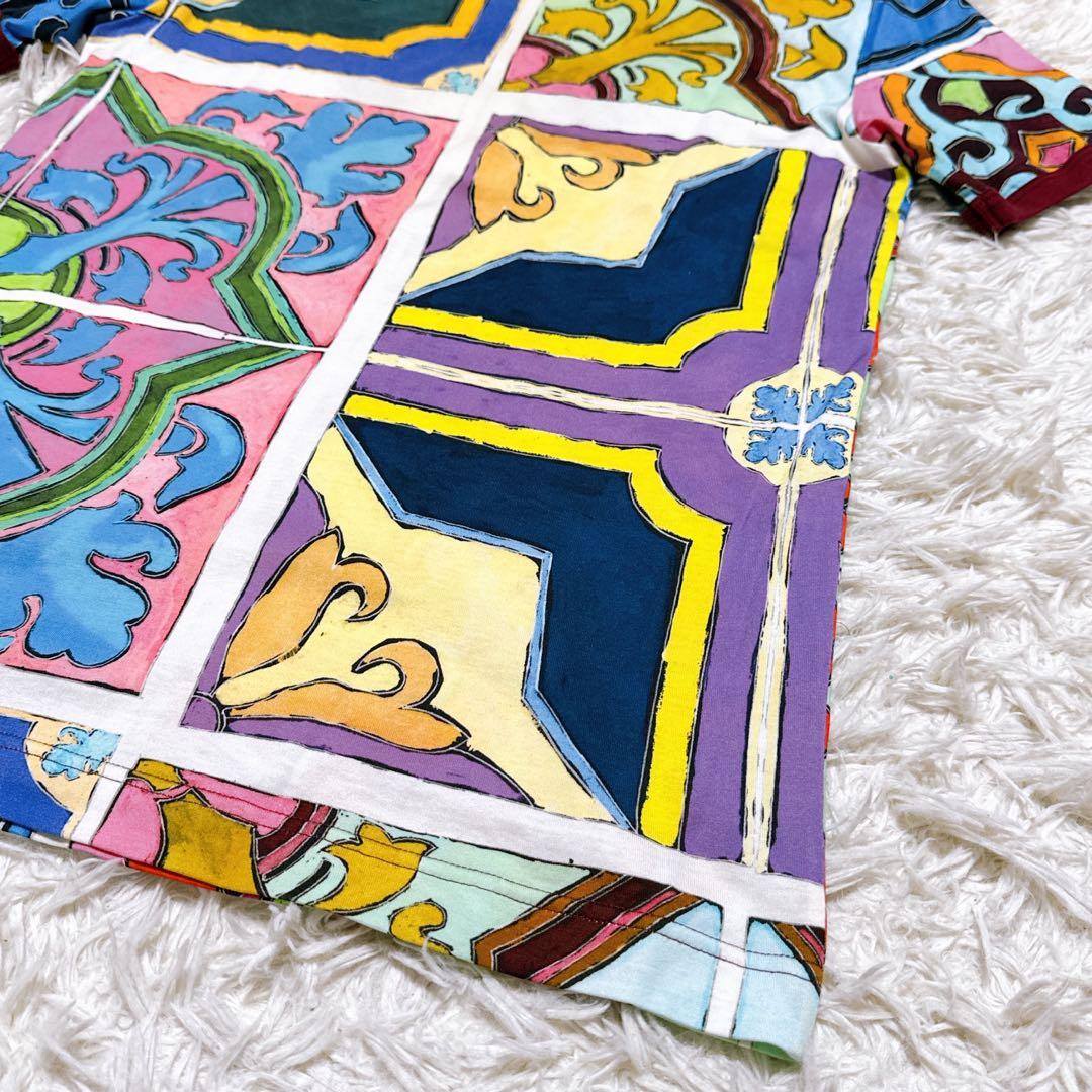 【極美品】ドルチェ&ガッバーナ タイルプリントTシャツ 48 イタリア製