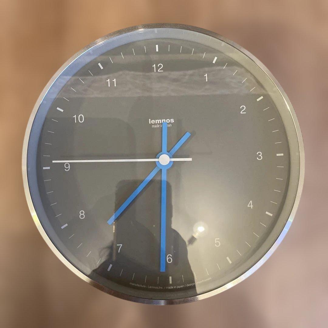 lemnos 掛時計 黒 青い針 日本製 MIZUIRO