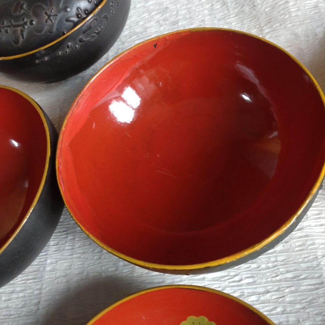 骨董　蔵出し　蒔絵　蓋付きお椀　9客