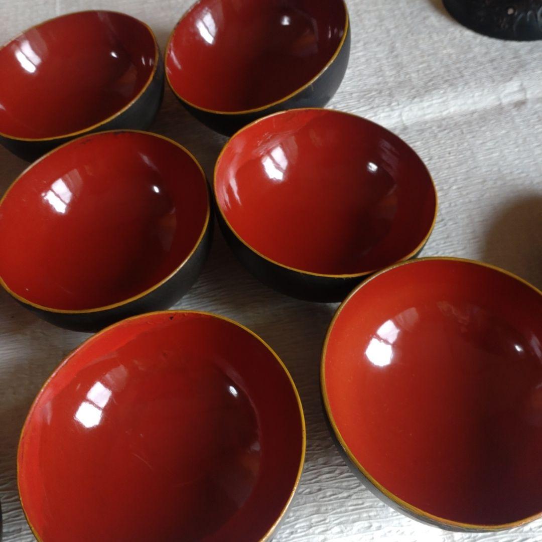 骨董　蔵出し　蒔絵　蓋付きお椀　9客