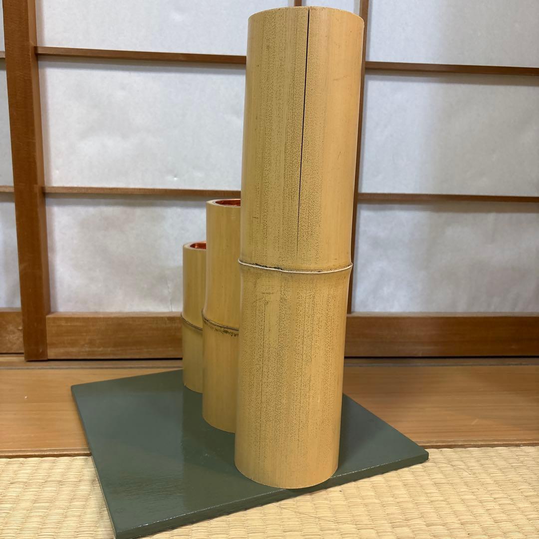 69 短三管筒　3本セット　竹製　華道　生花　格花　花器　水仙