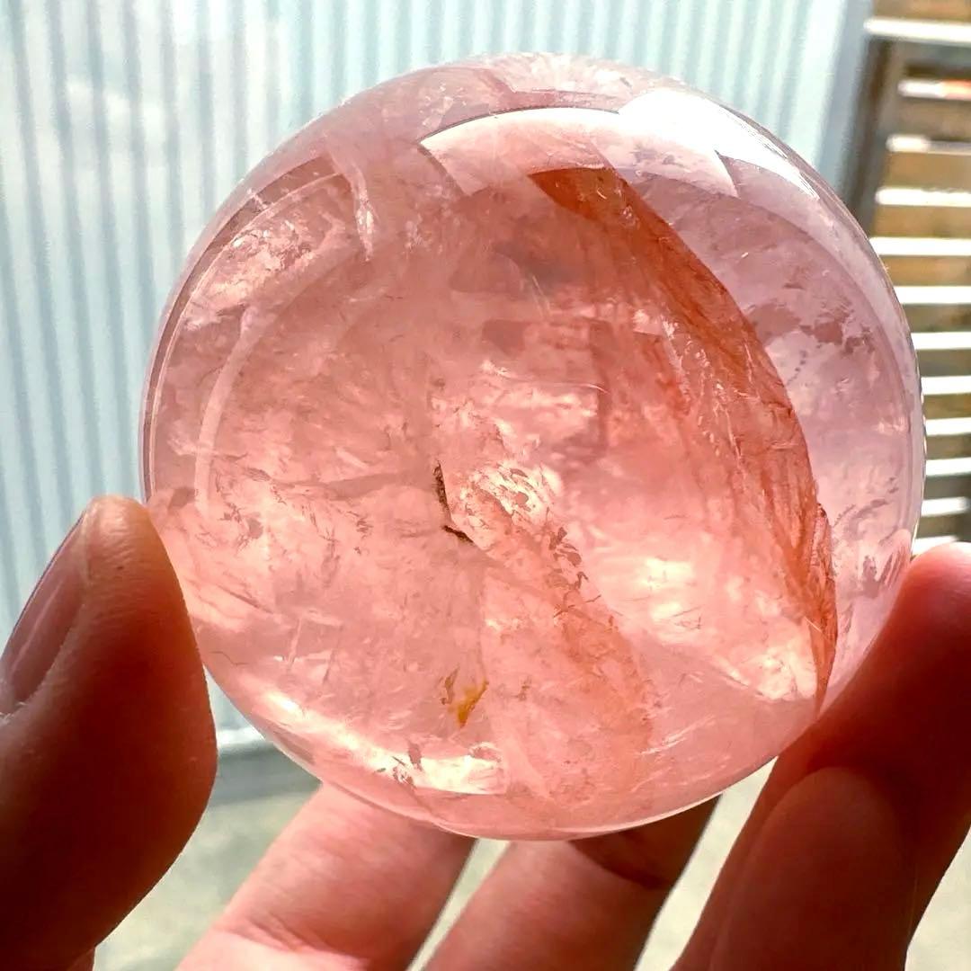 ファイアジェミーローズクォーツ　スフィア　スターフラッシュ　5.6㎝